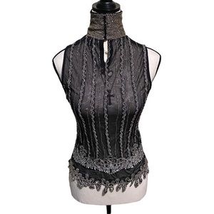 Y2k Embroidered Sheer Shirt ⋆｡‧₊°♱༺𓆩❦︎𓆪༻♱༉‧₊˚.